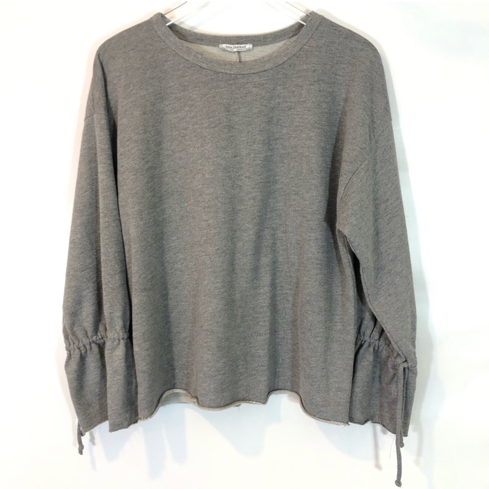 ZARA TRAFALUC Gray Bell Sleeve Sweatshirt | Size M